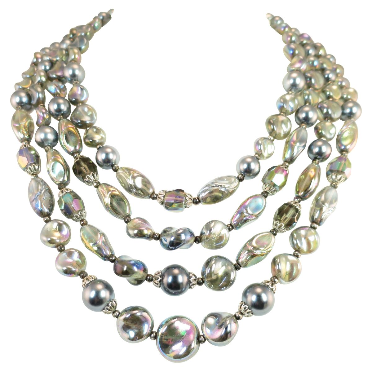 Alfred Philippe, a former designer for Cartier, came to the U.S. from Nazi Europe and became integral to the success of costume jeweler Trifari, serving as artistic director through 1968. This Trifari necklace is from the 1960s.
